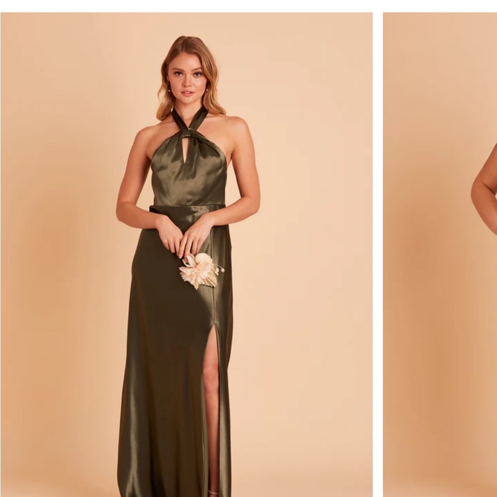 Elegant Olive Green Halter Monica Dress
